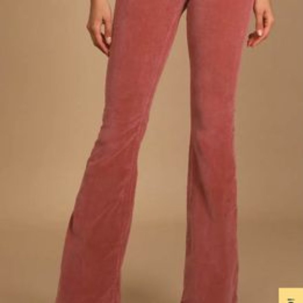 New w/ Tags Free People Pull-On Rusty Rose Corduroy Flare Pant